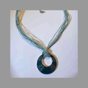 LIA SOPHIA seafoam green multi-corded silver necklace - signed - New